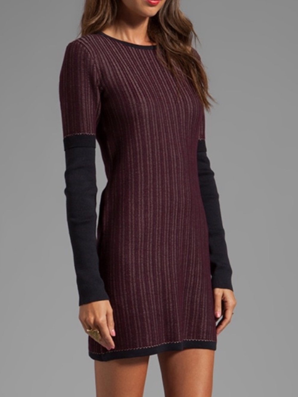 NWOT Derek Lam 10 Crosby Navy Burgundy Bodycon Sweater dress (S)
